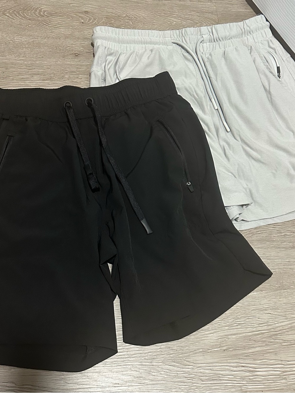 Jockey Men's Athletic Drawstring Shorts in Black and Light Gray
